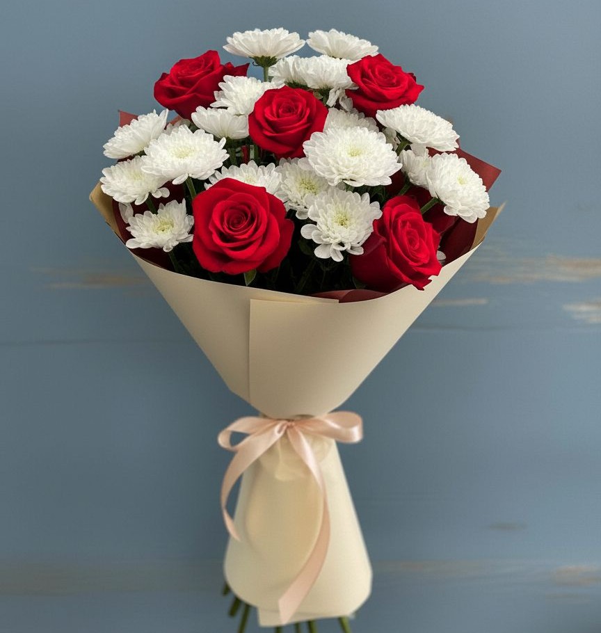 Букет цветов из: Розы и Хризантемы в Пролетарском Республики Адыгея