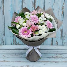 Букет цветов из:  Герберы, Альстромерии и Хризантемы в Пролетарском Республики Адыгея