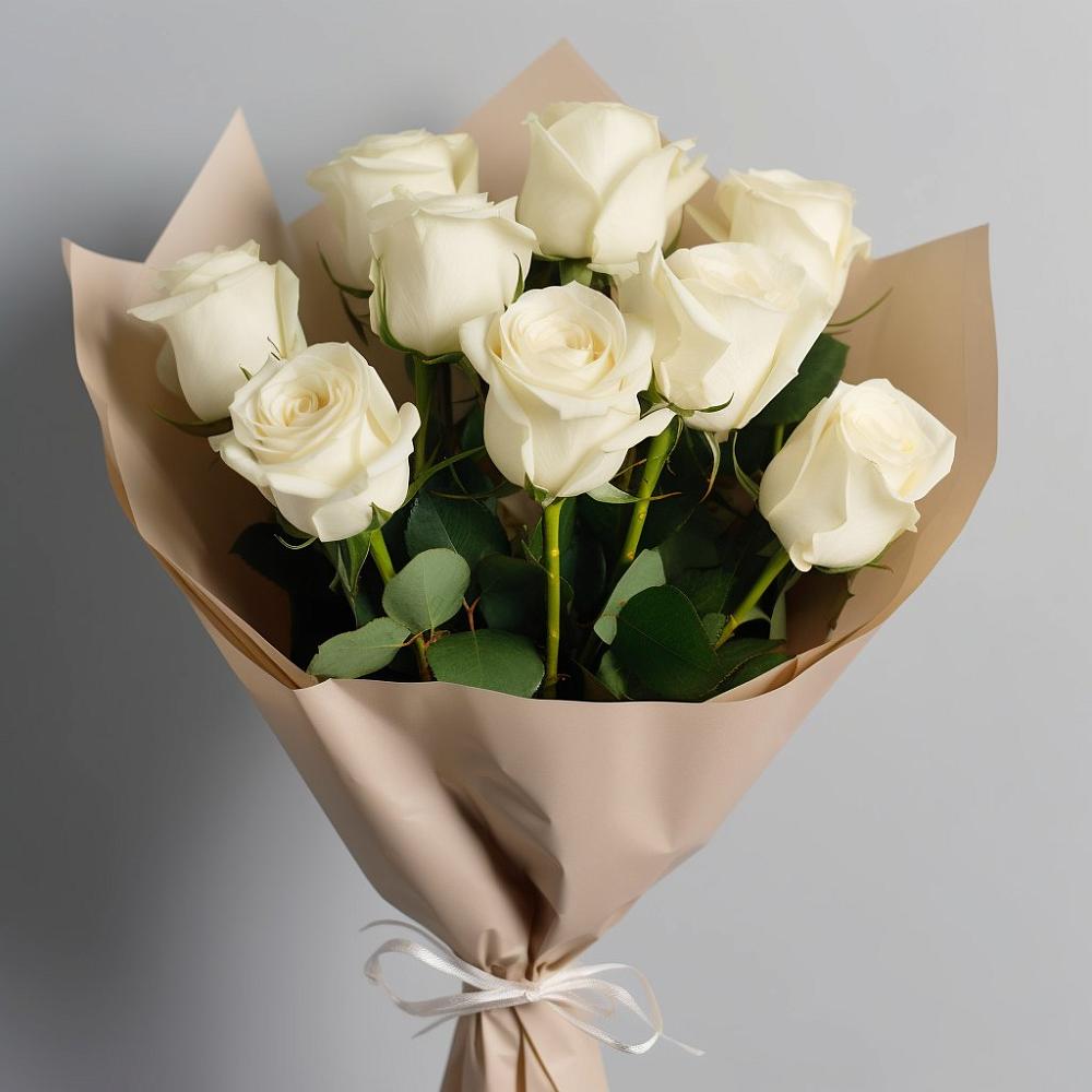 Букет 9 Белых роз Эдлесс Лав в Пролетарском Республики Адыгея