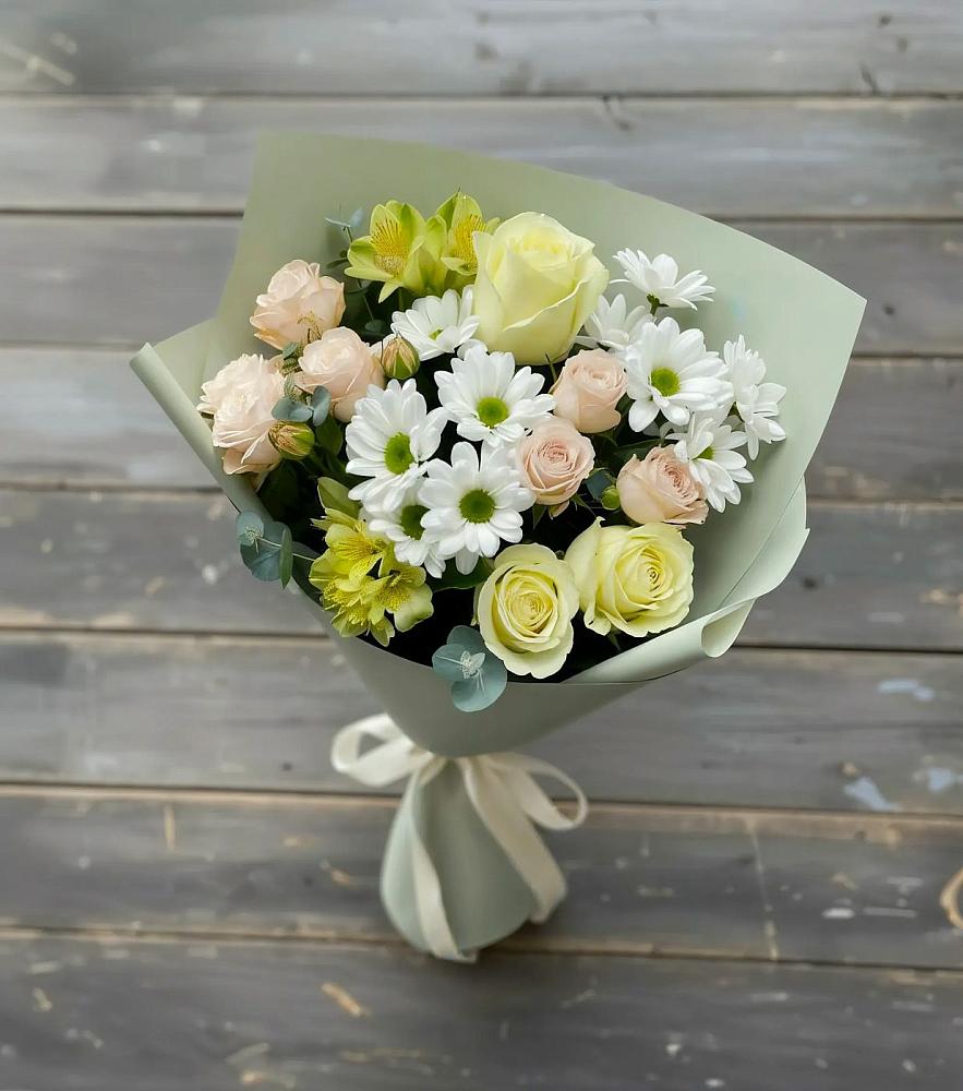 Букет цветов из: Альстромерии, Розы и Хризантемы в Пролетарском Республики Адыгея