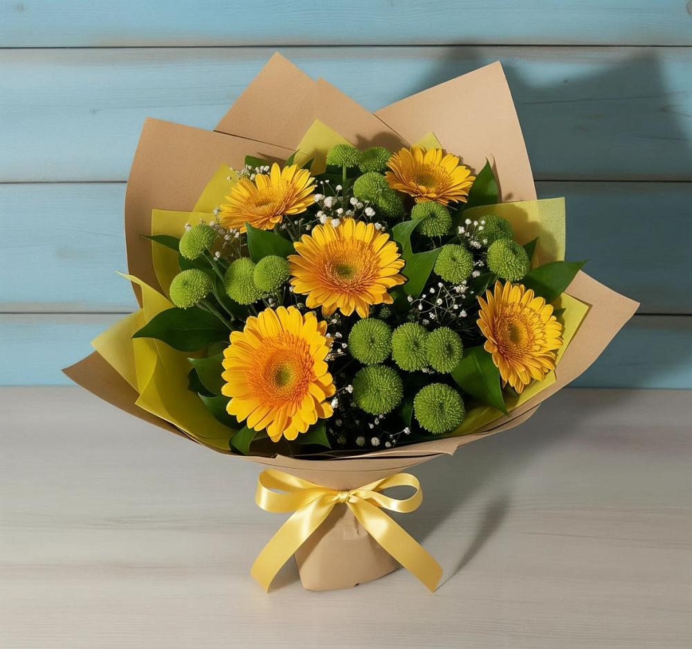 Букет цветов из: Герберы и Хризантемы в Пролетарском Республики Адыгея