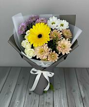 Букет цветов из:  Розы, Герберы и Хризантемы в Пролетарском Республики Адыгея