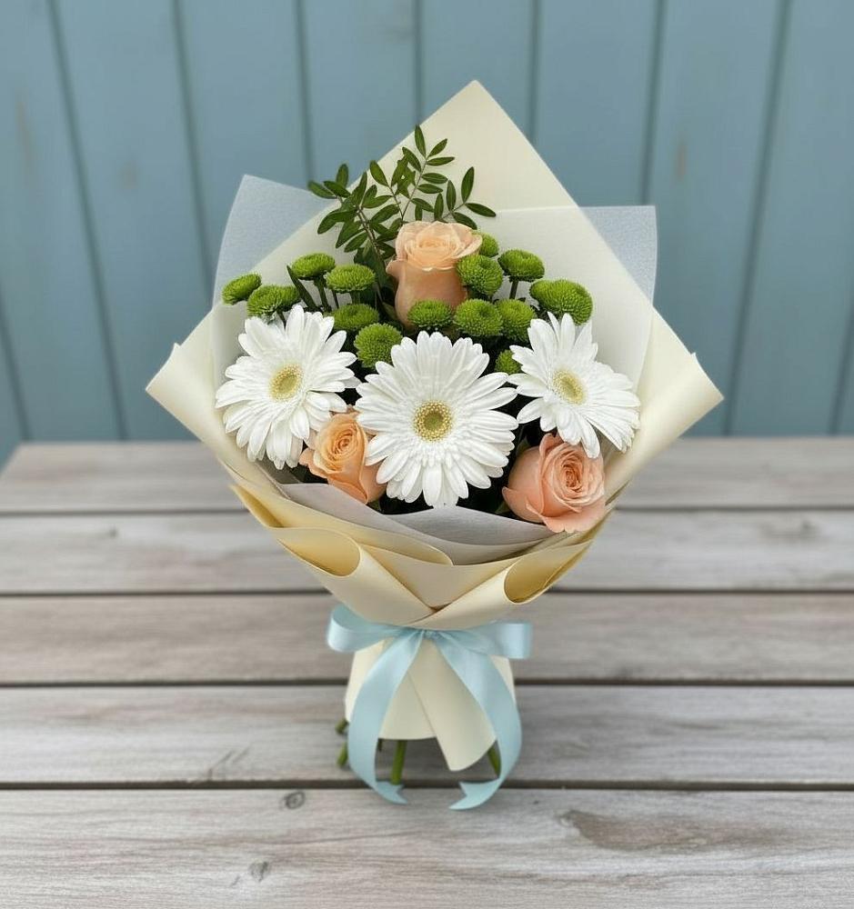 Букет цветов из: Герберы, Розы и Хризантемы в Пролетарском Республики Адыгея