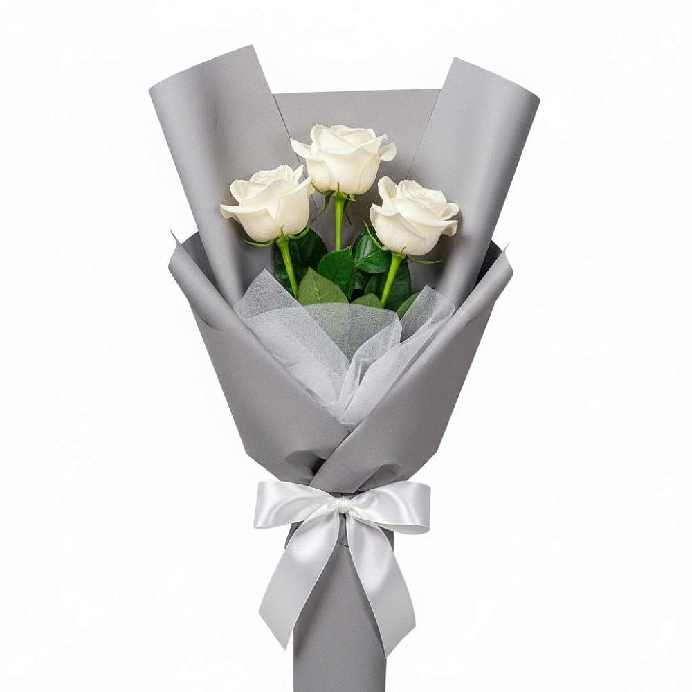 Букет 3 белые розы в Пролетарском Республики Адыгея