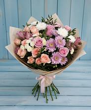 Букет цветов из:  Хризантемы, Розы и Альстромерии в Пролетарском Республики Адыгея