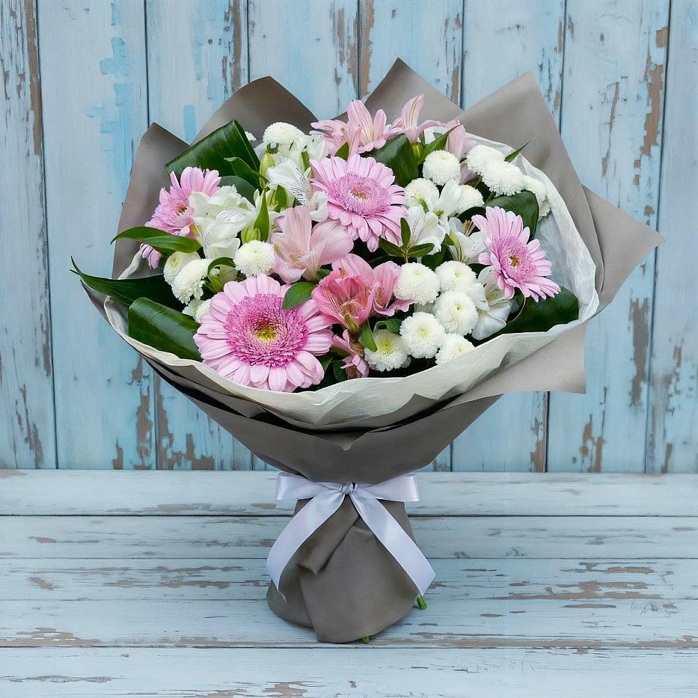 Букет цветов из: Герберы, Альстромерии и Хризантемы в Пролетарском Республики Адыгея