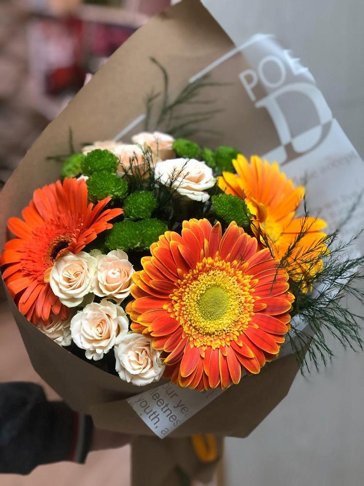 Букет цветов из: Герберы, Хризантемы и Розы в Пролетарском Республики Адыгея