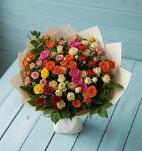 Букет Микс из разноцветных кустовых роз в Пролетарском Республики Адыгея